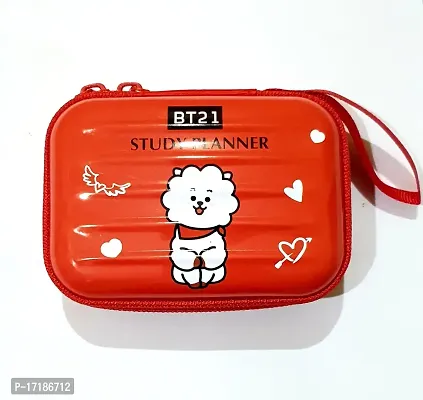 BTS Design Metal Tin Box for Earphone, Coins, Memory Card, Pouch Return Gifts for Kids (1 Pcs) (Red BTS Coins Pouch)