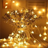 5G Retail 15 Stars Gold Curtain String Lights, Window Curtain Lights Flashing Modes Decoration for Christmas, Wedding, Party, Home, Patio Lawn, Warm White -(Gold Stars)-thumb1