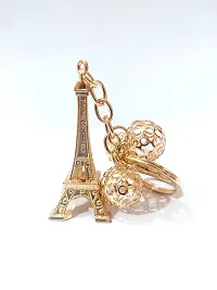 5G Kyes Premium Stainless Gold Crystal Jewelry Keychains keyrings for Girls Car/Bick/Home/Bags For Car Gifting With Key Ring (Gold Colour Crystal Keychain) (Eiffel Tower Ball Crystal Keychain)-thumb2