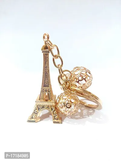 5G Kyes Premium Stainless Gold Crystal Jewelry Keychains keyrings for Girls Car/Bick/Home/Bags For Car Gifting With Key Ring (Gold Colour Crystal Keychain) (Eiffel Tower Ball Crystal Keychain)-thumb3