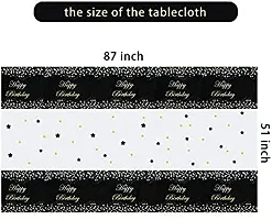 Happy Birthday Table Cover Metallic Shiny Foil Table Cover for Decoration,Party Disposable Table Cover Size 54 X 108 (Happy Birthday Table Cover Black)-thumb4