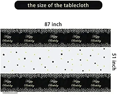 Happy Birthday Table Cover Metallic Shiny Foil Table Cover for Decoration,Party Disposable Table Cover Size 54 X 108 (Happy Birthday Table Cover Black)-thumb5