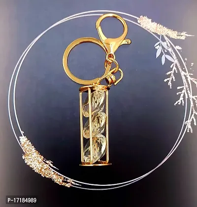 5G Kyes Premium Stainless Gold Crystal Jewelry Keychains keyrings for Girls Car/Bick/Home/Bags For Car Gifting With Key Ring (Gold Colour Crystal Keychain) (3 Crystal Keychain)-thumb3