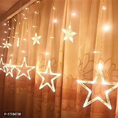 5G Retail 10 Stars Curtain String Lights, Window Curtain Lights with 8 Flashing Modes Decoration for Christmas, Wedding, Party, Home, Patio Lawn, Warm White - Warm White