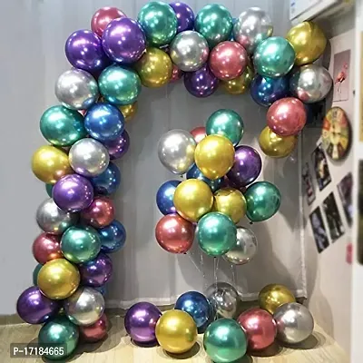 5G Retail Metallic Chrome Balloon 10 Inch With Shiny Mirror Surface For Theme Party, Birthday Party Decorations, Wife/Husband/Kids Birthday, Baby Shower, Wedding (50)-thumb0