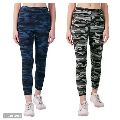 Classic Lycra Printed Jegging for Women, Pack of 2
