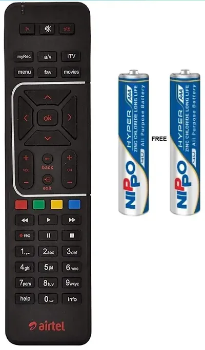 Airtel dth Remote Original Compatible for HD and SD Set Top Box (Come with 2 AAA Batteries)