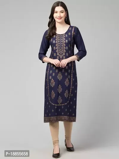 Beautiful A-Line Blue Embroidered Cotton Blend Kurta-thumb0