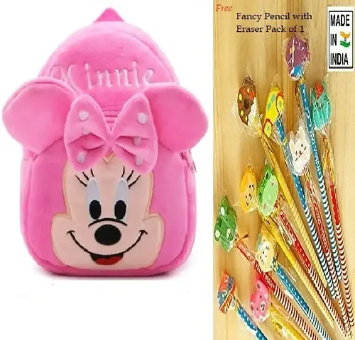 Cute Cartoon Pre-Nursery Kids School Bag Pack Of 1 With Fancy Rubber Eraser Pencil