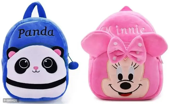 KIDS School BAG Combo Bag for KIDS (Blue Panda And Pink Minnie Pack of 2)-thumb0