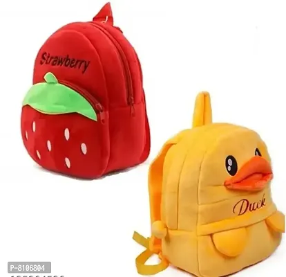 KIDS School BAG Combo Bag for KIDS (Strawberry AND DUCK Pack of 2)