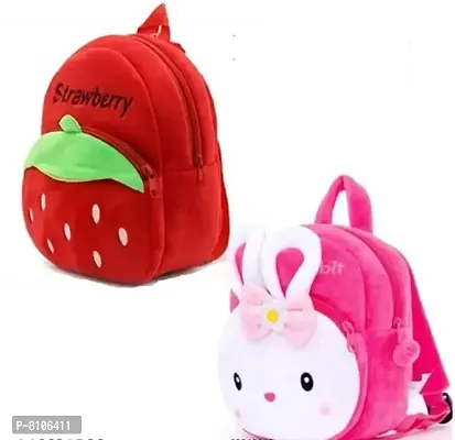 KIDS School BAG Combo Bag for KIDS (KONGGI RABBIT AND Strawberry Pack of 2)