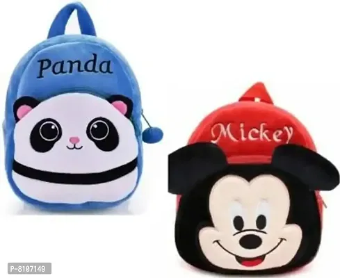 KIDS School BAG Combo Bag for KIDS (Blue panda And Mickey Pack of 2)-thumb0
