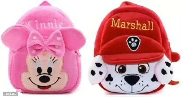 KIDS School BAG Combo Bag for KIDS (Pink Minnie AND Marshall Pack of 2)-thumb0