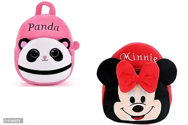 KIDS School BAG Combo Bag for KIDS (Pink Panda AND Red Minnie Pack of 2)