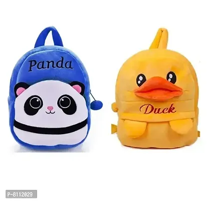 Blue Panda  Duck Combo Soft Toy Kids Plush Bag/ School Bag/ Teddy Bag- Pack of 2 School Bag-thumb0