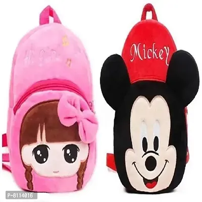 HI GIRL  MICKEY Kids School Bag  Multi purpose Soft Plush Backpack Combo-thumb0
