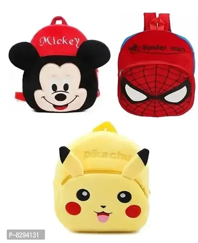 Kids bag 3 pieces combo set School Bag Soft Plush Backpack Cartoon Bags Combo Mini Travel Bag for Girls/Boys Toddler Baby 1 to 6 years-thumb0