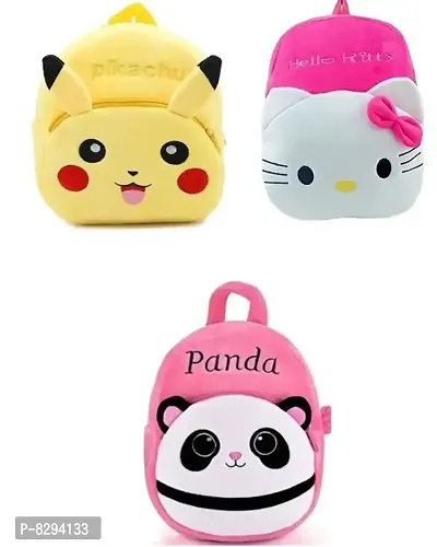 Kids bag 3 pieces combo set School Bag Soft Plush Backpack Cartoon Bags Combo Mini Travel Bag for Girls/Boys Toddler Baby 1 to 6 years-thumb0