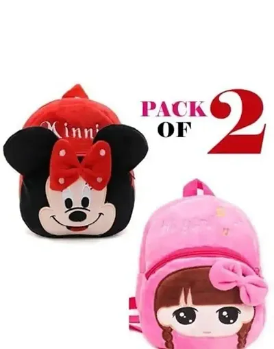 Kids School Bag Soft Plush Backpacks Pack of 2