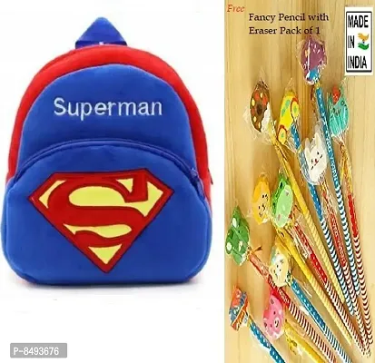 Cute Cartoon Pre-Nursery Kids School Bag Pack Of 1 With Fancy Rubber Eraser Pencil-thumb0