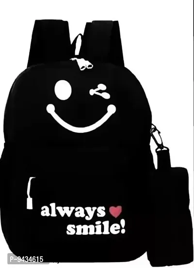 Backpack Always Smile Stylish latest Trend Backpack for Office/School/College going Girls (Black)-thumb0