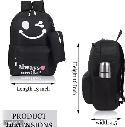 Backpack Always Smile Stylish latest Trend Backpack for Office/School/College going Girls (Black)-thumb4