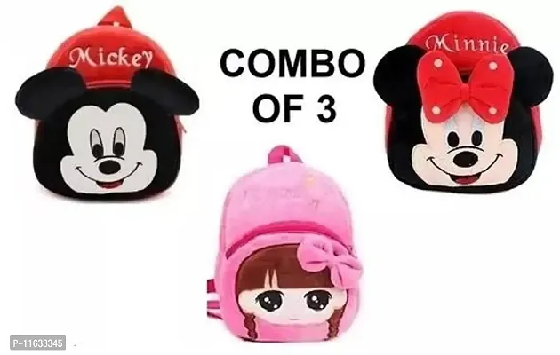 Kids School Bag Mickey, Red Minnie And Hi-Girl Printed Bag Pack of 3