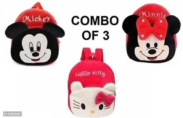 Kids School Bag Mickey, Red Minnie And Hello Kitty Printed Bag Pack of 3