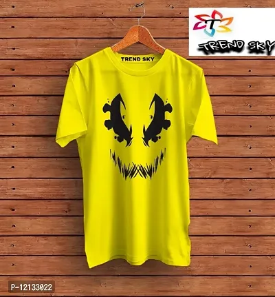 MENS PRINTED DRY FIT HALF SLEEVE TSHIRT YELLOW-thumb0