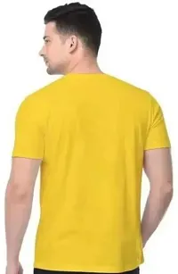 Men Printed Round Neck Yellow T-Shirt-thumb1