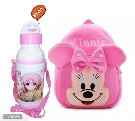 Pink Minnie Bag With Free Water Bottle Bagpacks Kids Bag Nursery Picnic Carry Plush Bags School Bags for Kid Girl and Boy-thumb0