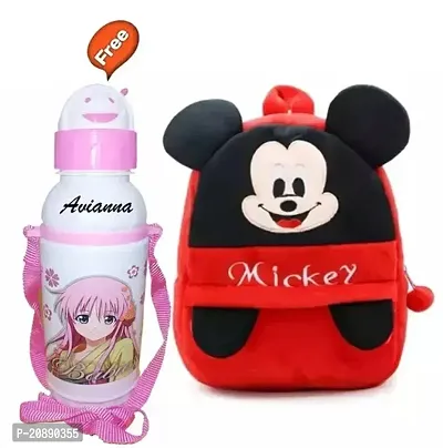 Head-Up Mickey Bag With Free Water Bottle Bagpacks Kids Bag Nursery Picnic Carry Plush Bags School Bags for Kid Girl and Boy
