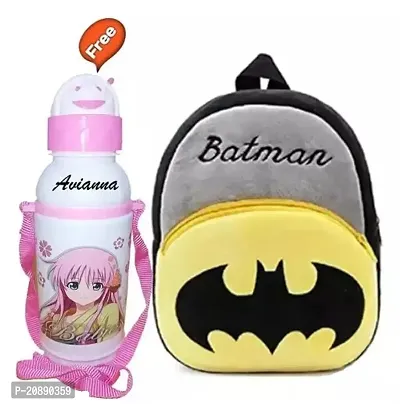 Batman Bag With Free Water Bottle Bagpacks Kids Bag Nursery Picnic Carry Plush Bags School Bags for Kid Girl and Boy-thumb0