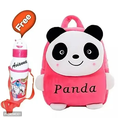 Head-Up Pink Panda Bag With Free Water Bottle Bagpacks Kids Bag Nursery Picnic Carry Plush Bags School Bags for Kid Girl and Boy