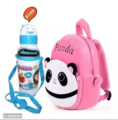 Pink Panda Bag With Free Water Bottle Bagpacks Kids Bag Nursery Picnic Carry Plush Bags School Bags for Kid Girl and Boy