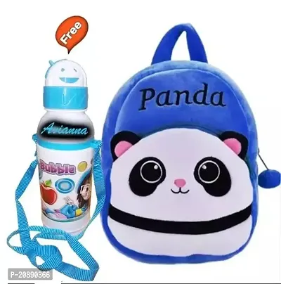 Blue Panda Bag With Free Water Bottle Bagpacks Kids Bag Nursery Picnic Carry Plush Bags School Bags for Kid Girl and Boy