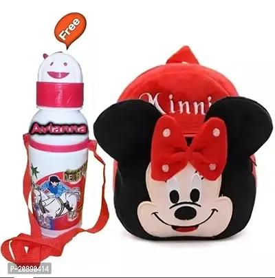Red Minnie Bag With Free Water Bottle Bag packs Kids Bag Nursery Picnic Carry Plush Bags School Bags for Kid Girl and Boy