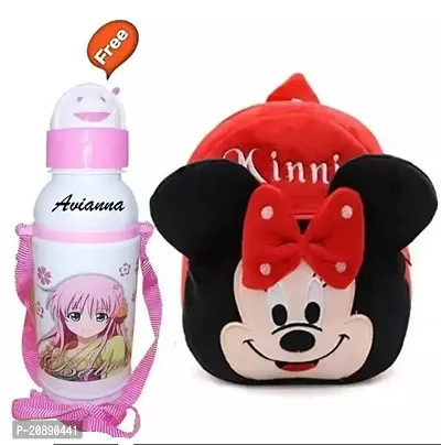 Red Minnie Bag With Free Water Bottle Bagpacks Kids Bag Nursery Picnic Carry Plush Bags School Bags for Kid Girl and Boy
