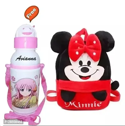 Head-Up Minnie Bag With Free Water Bottle Bagpacks Kids Bag Nursery Picnic Carry Plush Bags School Bags for Kid Girl and Boy