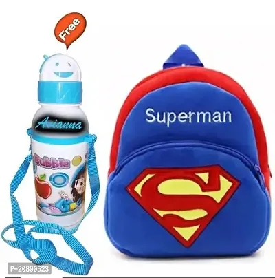 Superman Bag With Free Water Bottle Bagpacks Kids Bag Nursery Picnic Carry Plush Bags School Bags for Kid Girl and Boy