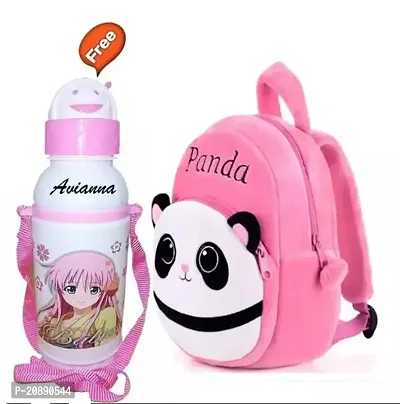 Pink Panda Bag With Free Water Bottle Bagpacks Kids Bag Nursery Picnic Carry Plush Bags School Bags for Kid Girl and Boy-thumb0