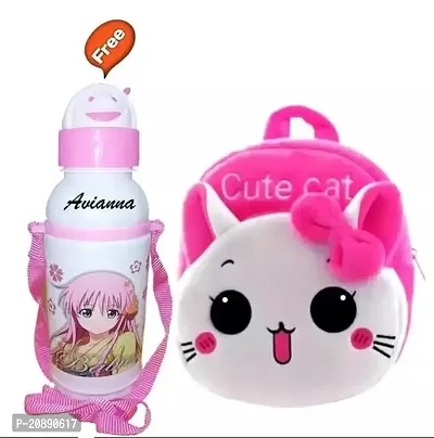 Cute Cat Bag With Free Water Bottle Bagpacks Kids Bag Nursery Picnic Carry Plush Bags School Bags for Kid Girl and Boy-thumb0