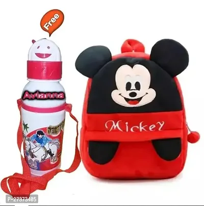 Kids Bag With Free Water Bottle Kids Soft Cartoon Animal Velvet Plush School Backpack Bag for 2 to 5 Years Baby/Boys/Girls Nursery, Preschool, Picnic-thumb0