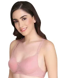 Stylish Pink Cotton Solid Bras For Women-thumb2