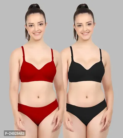 Stylish Cotton Bra And Panty Set For Women Pack Of 2-thumb0