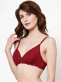 Stylish Maroon Cotton Solid Bras For Women Pack Of 2-thumb2