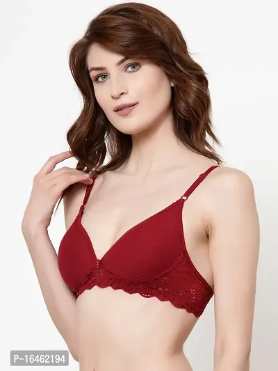 Stylish Maroon Cotton Solid Bras For Women Pack Of 2-thumb3