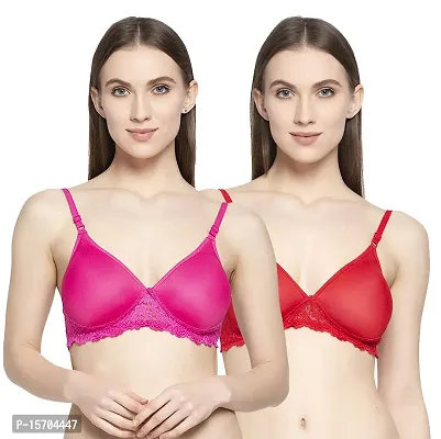 Stylish Multicoloured Cotton Solid Bras For Women ( Pack of 2 )-thumb0