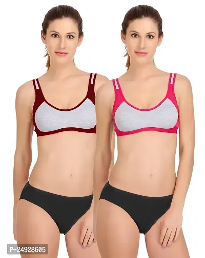 Stylish Cotton Bra And Panty Set For Women Pack Of 2-thumb0